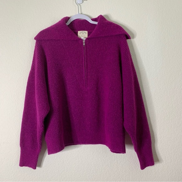 Electric & Rose Womens Berry Marin Half zip wool/ alpaca blend sweater M - Picture 2 of 7